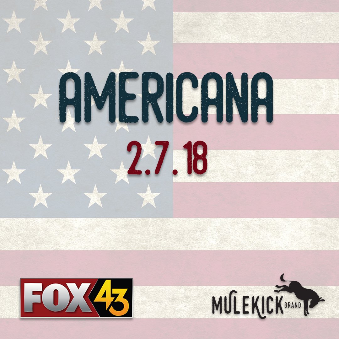 MuleKickBrand's tweet photo. Excited to announce we will be unveiling our latest shirts tomorrow morning on @Fox43Knox just in time for the Olympics! Tune in tomorrow! #AmericanaCollection https://t.co/BeQEaueASF