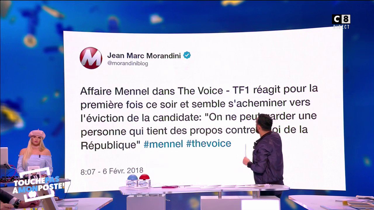 tpmp on twitter la reaction de tf1 apres la polemique autour de mennel candidate de thevoice tpmp https t co ctip5ifry0 twitter