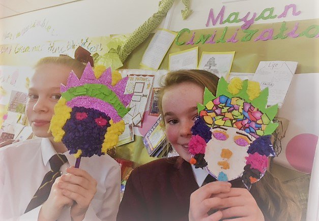 OPA_Newstead's tweet photo. YIKES! What is happening to the year 6 children?! Mayan mask mayhem!
 #mayanmasks #artanddesign #primarylearning #topic https://t.co/dwq5Lp5D7S