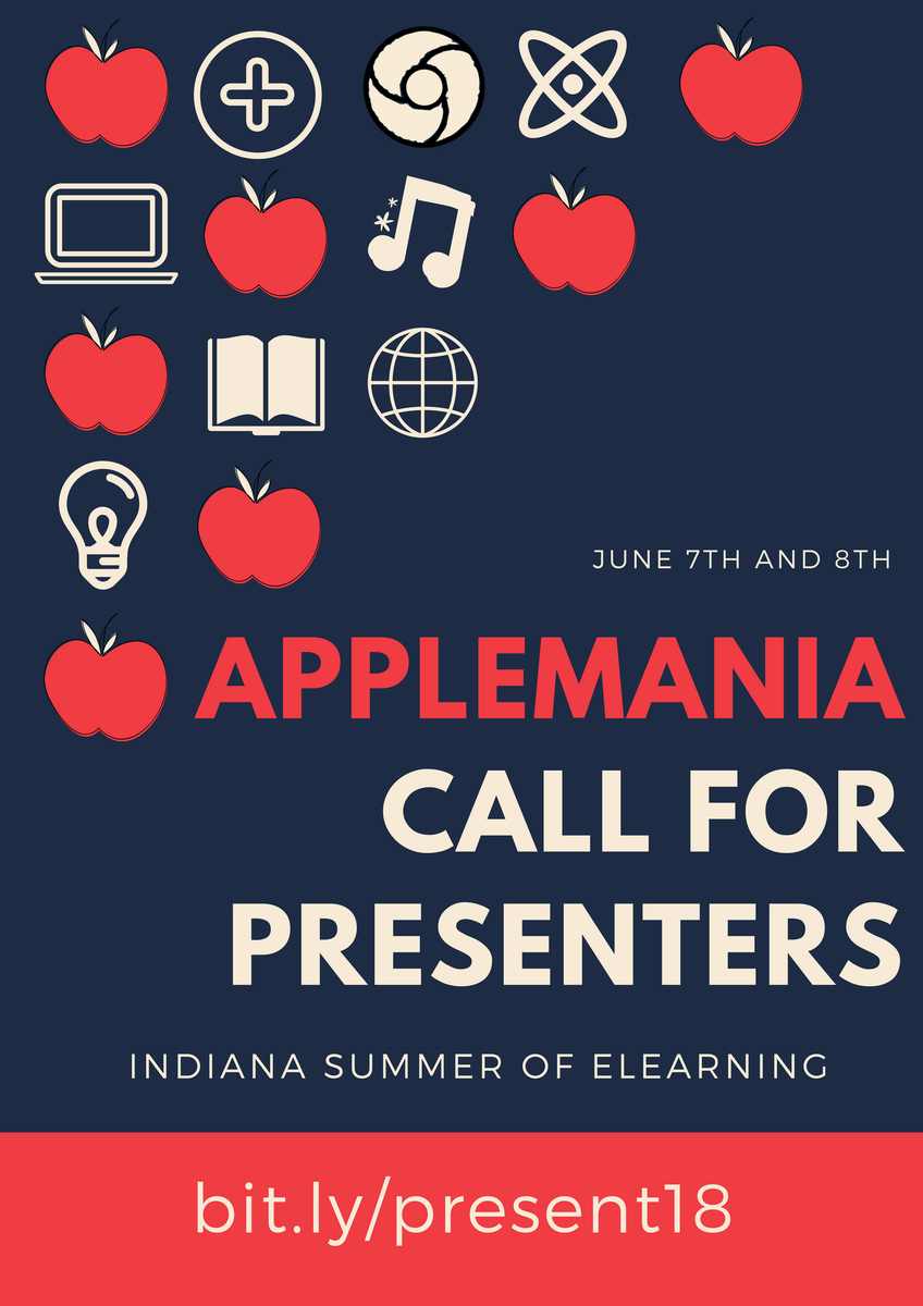 AppleMania2019's tweet image. The call for presenters for @AppleMania2018 is officially open! Submit your proposal at bit.ly/present18 #AppleManiacs #INeLearn #SummerofeLearning