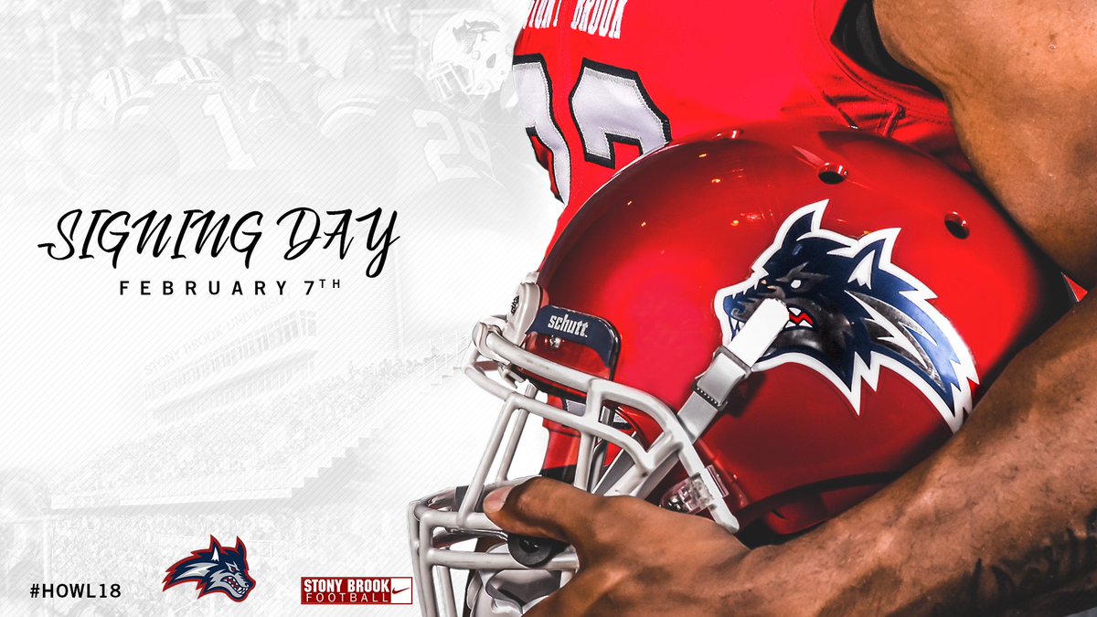 StonyBrookFB's tweet photo. After signing 13 on Early Signing Day in December we are excited to add a few more tomorrow on National Signing Day to finish off #HOWL18
*Great Players
*Great Students
*Great People
#TotalPackage https://t.co/GDAMQOEYEd