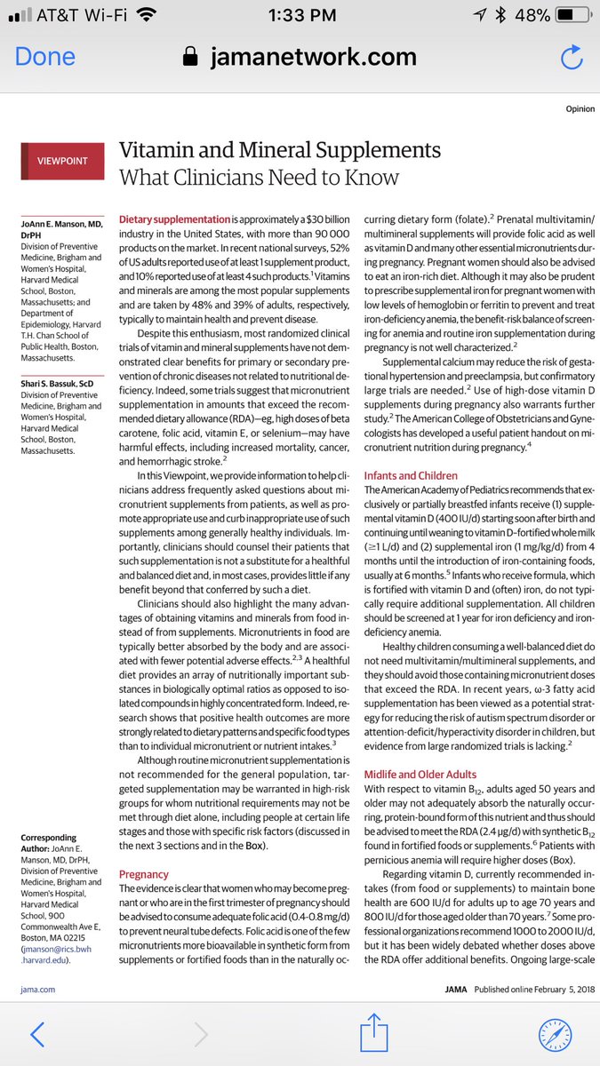 tumorman_org's tweet photo. Excellent article giving a low down of vitamins for chronic disease @JAMA_current https://t.co/aI7b7bjLIx