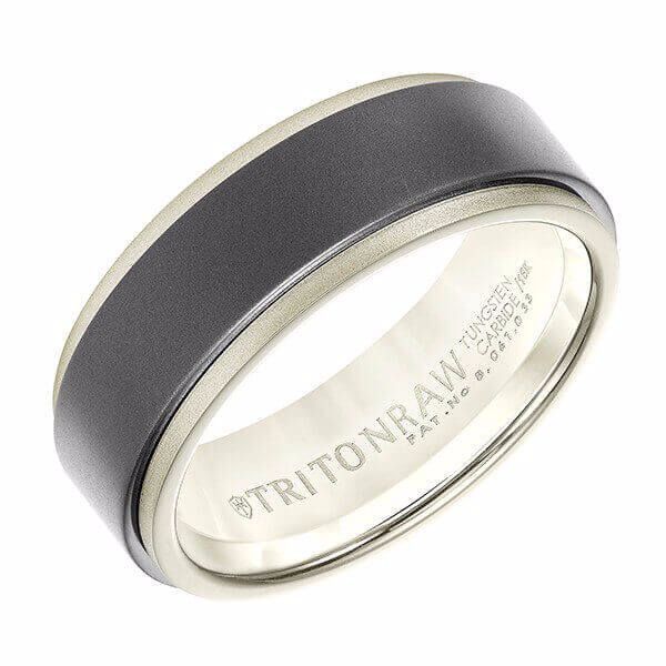 8mm Triton Raw 18k White Gold and Tungsten wedding band w/ step edge #weddingring #weddingband #rings #stl #stlouis bit.ly/2xQFOdS