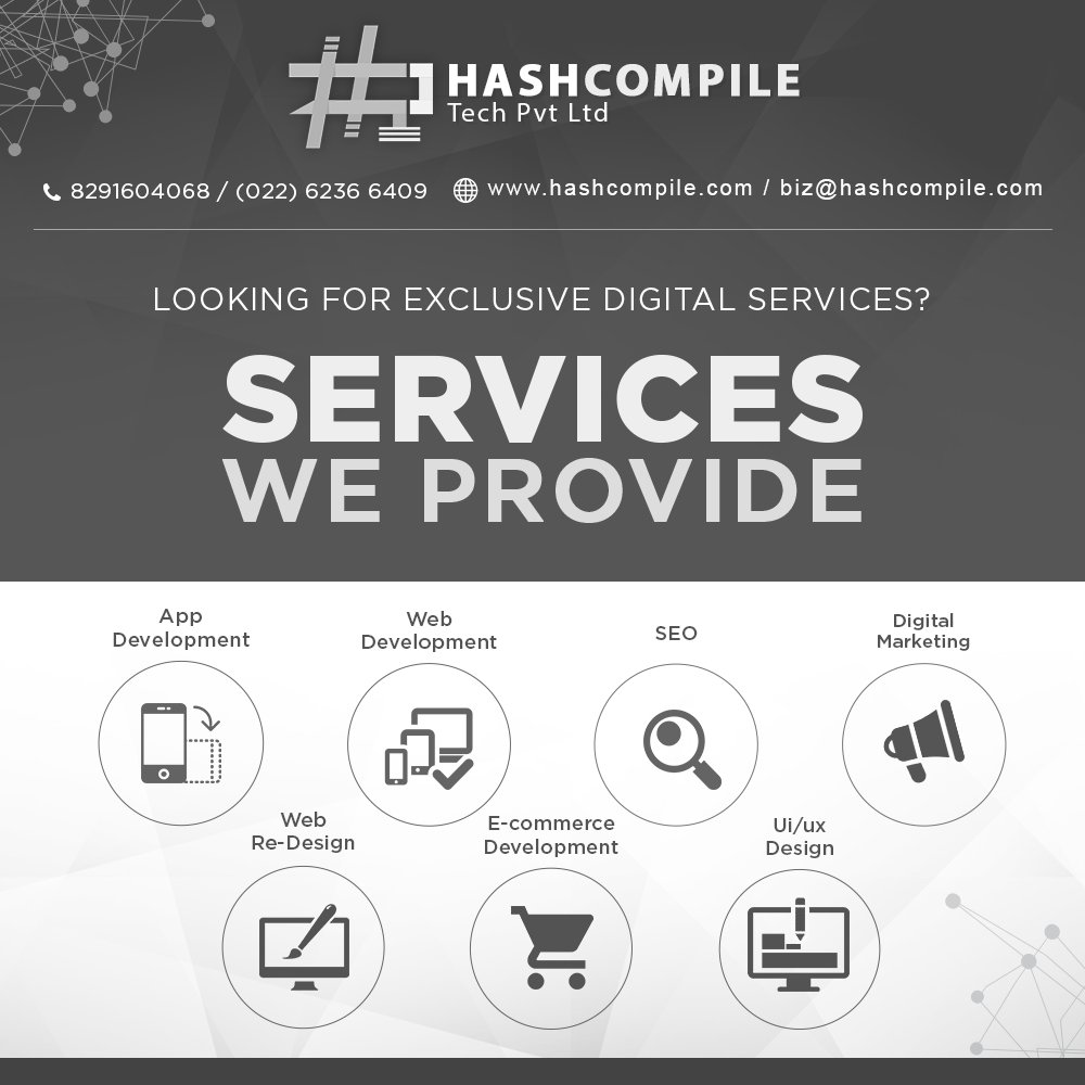 hashcompile's tweet image. Find Exclusive IT Services at HASHCOMPILE TECH PVT. LTD.
Start #Awesome Branding with HASHCOMPILE.
hashcompile.com 
 #hashcompile #eCommerce #WebDevlopment #AppDevelpoment #branding #OnlineStore #B2B #B2C #CMS #HRM #AppDevelopment  #DigitalMarketing #SEO #SMO