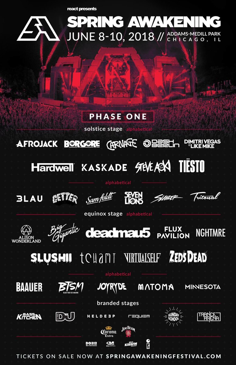 chifestivals's tweet photo. Spring Awakening Phase One Lineup released! #SAMF #CMFPIX #Chicago #EDM @springawakefest @reactpresents https://t.co/SF4ohTfSFo
