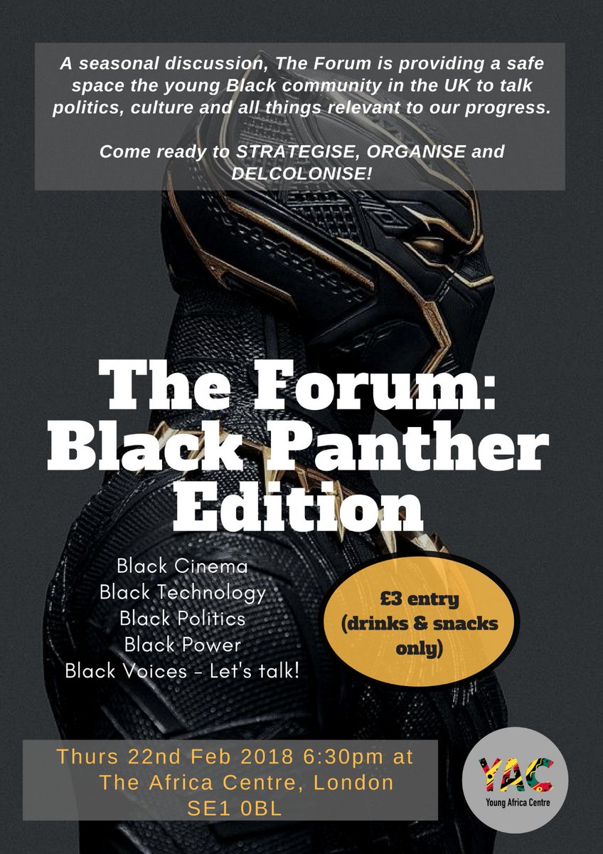 YG_AfricaCentre's tweet photo. What if we told you that communities like @UKBlackTech @ThisIsYSYS @afrotechfest have been doing bits for a while now.
(Quote this tweet w other communities actually living life like its Wakandan)
£3 tix: https://t.co/CK6hdZdm7y
#YACForum #BlackPanther #WakandaAlreadyExists https://t.co/Q4oBpdgOcm