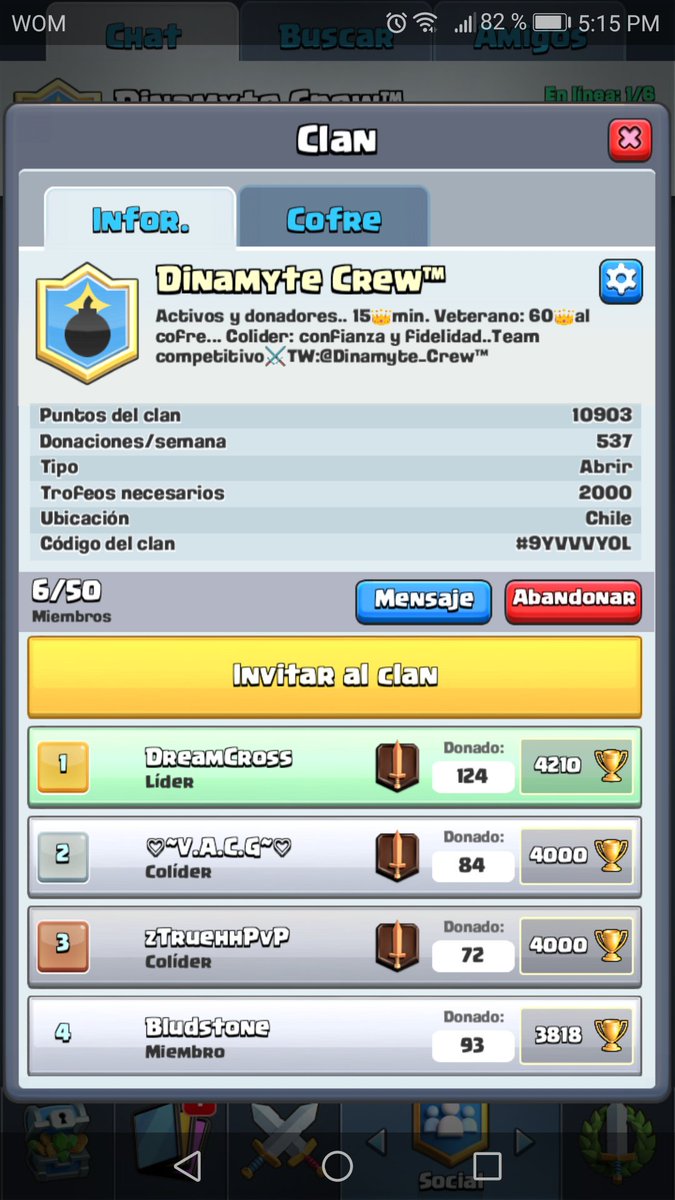 Nuevo clan en progreso:) solo +2k trofeos y ser donadores los dejo invitados..