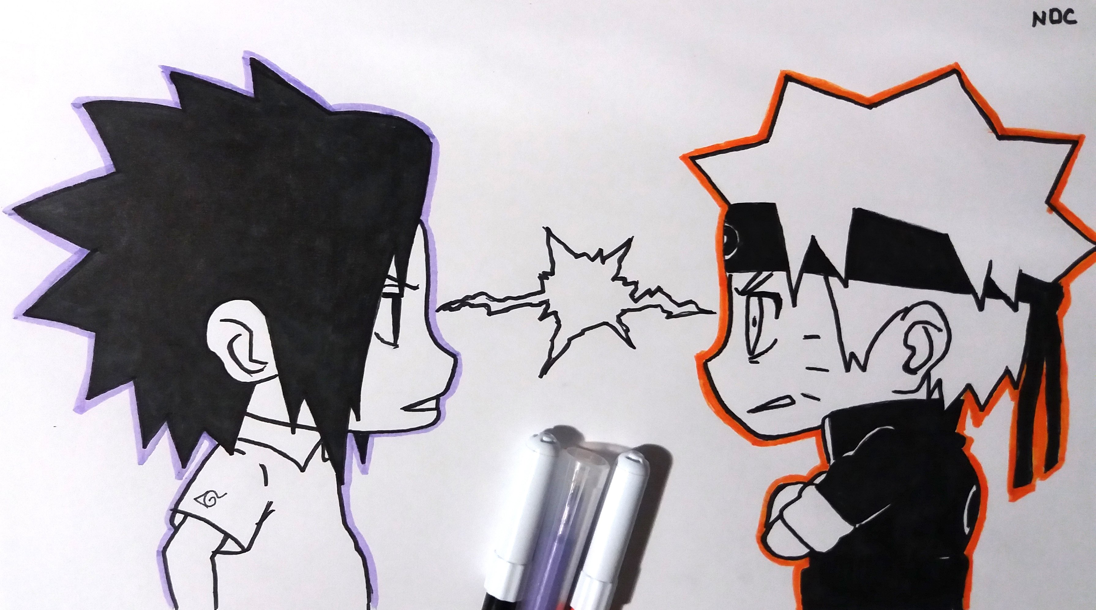 Speed Drawing Sasuke Vs Naruto