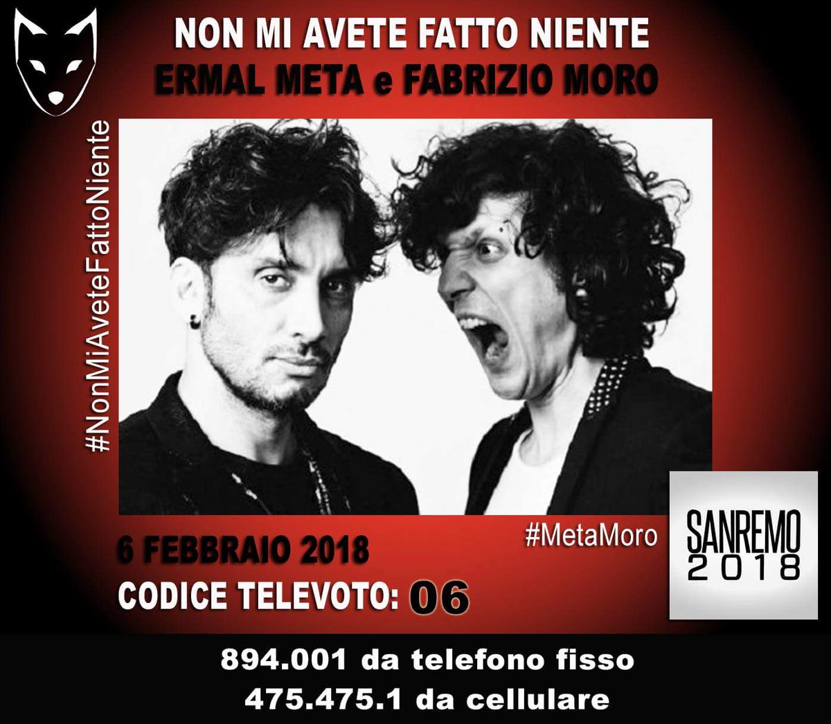 ElenaMessico's tweet photo. Si vota durante l'esibizione
#statepronti #NonMiAveteFattoNiente #sanremo2018 #MetaMoro codice 0️⃣6️⃣ https://t.co/LMBkxaiR1Z