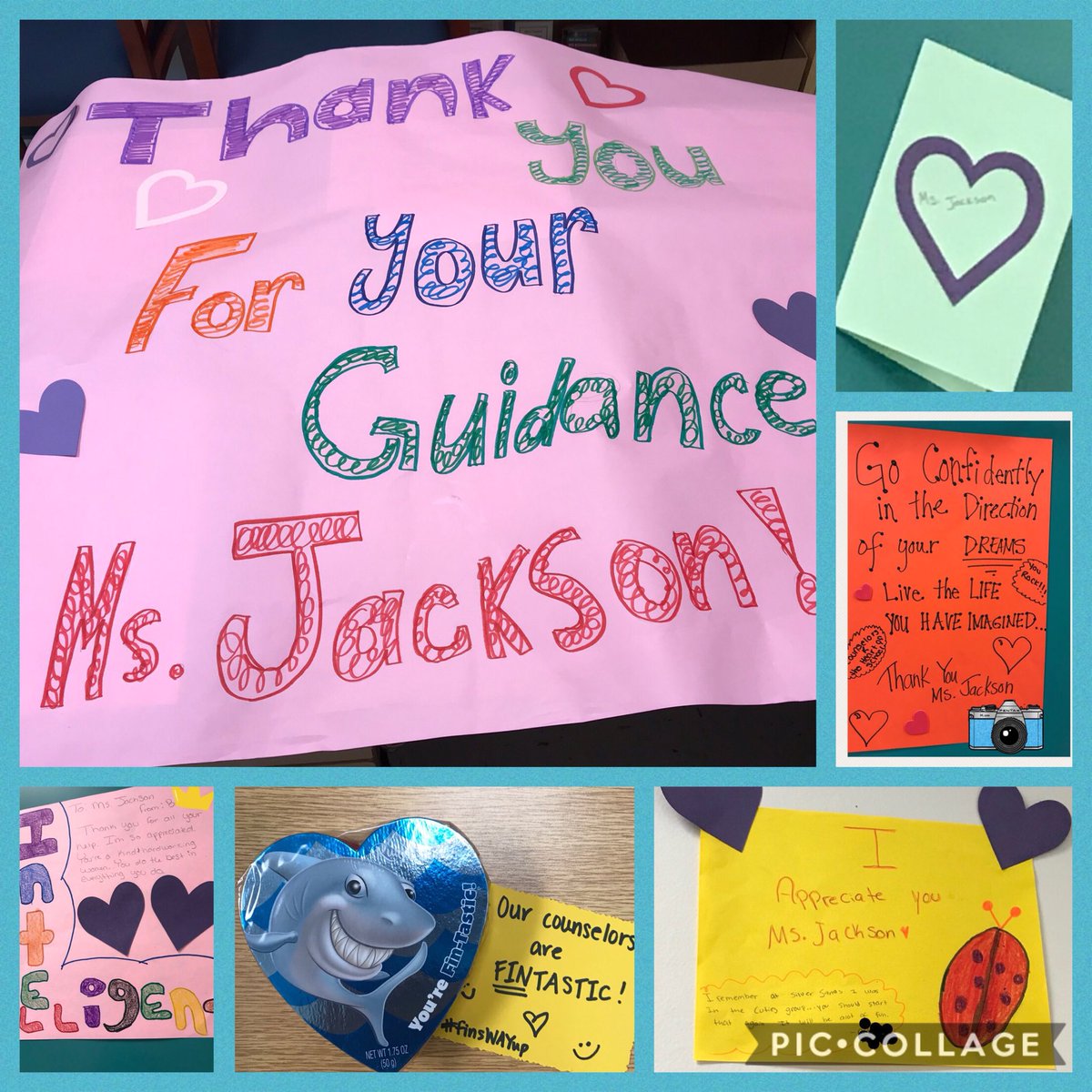 Teejay137's tweet photo. The TEAL academy students Rock!! Thank you for the love π #ahssharks #nationalschoolcounselorweek https://t.co/74lxNSs6Tn