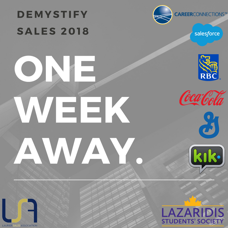 LaurierSales's tweet photo. Our Demystify Sales event is just one week away! Attend to gain insight on a career in sales directly from industry professionals as well as have your opportunity to network and gain valuable connections.

To attend the event head here: https://t.co/Ntv4SqiVa2 to register! https://t.co/xyU0pOwkEe