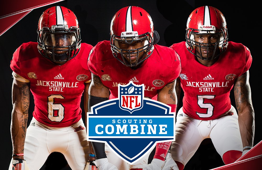 JSUGamecocks's tweet photo. Former Gamecocks Darius Jackson, Siran Neal and Roc Thomas have each earned invitations to the 2018 @nfl Scouting Combine! Jacksonville State is the only @NCAA_FCS program with three participants in this year's event. #FearTheBeak https://t.co/rBSr1uP8rB