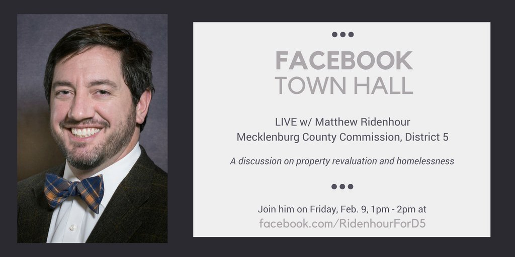 MeckCounty's tweet photo. Join #MeckBOCC’s Matthew Ridenhour this Fri. to hear the latest updates from County representatives and get your questions answered LIVE on Facebook. https://t.co/1we8ut2RWV