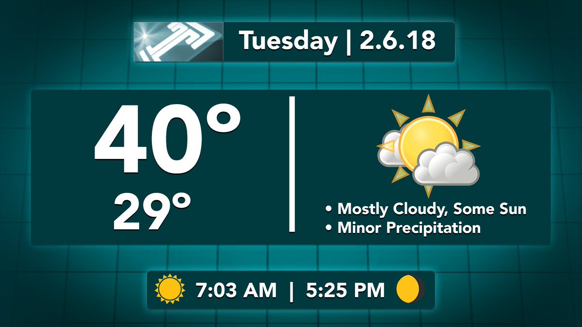 TUweatherwatch's tweet photo. From the Temple Update Weather Center, here's your Tuesday, February 6 forecast.
#TUWeatherWatch https://t.co/p0siiPGI4g