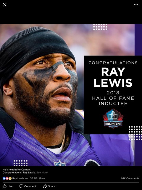 Congratulations to Ray Lewis on this well-deserved honor! He's not only an amazing talent on the field, but behind the microphone as well!