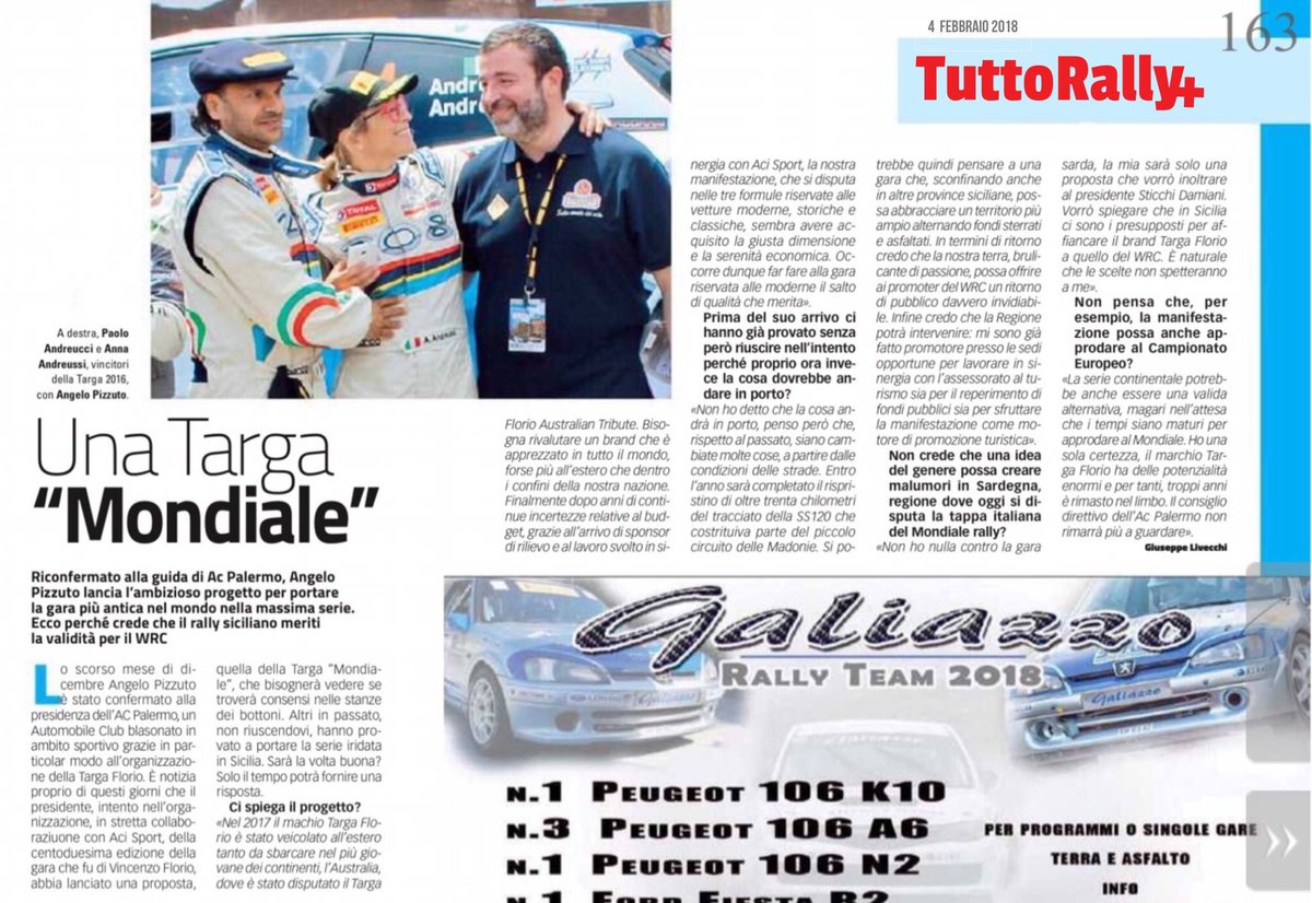 Sull’ultimo numero in edicola di TUTTORALLY, il piu’ prestigioso mensile italiano del settore rallystico,  il presidente <a href="/anpizzuto/">Angelo Pizzuto</a> parla dello sviluppo  e le prospettive della Targa Florio nei prossimi anni
