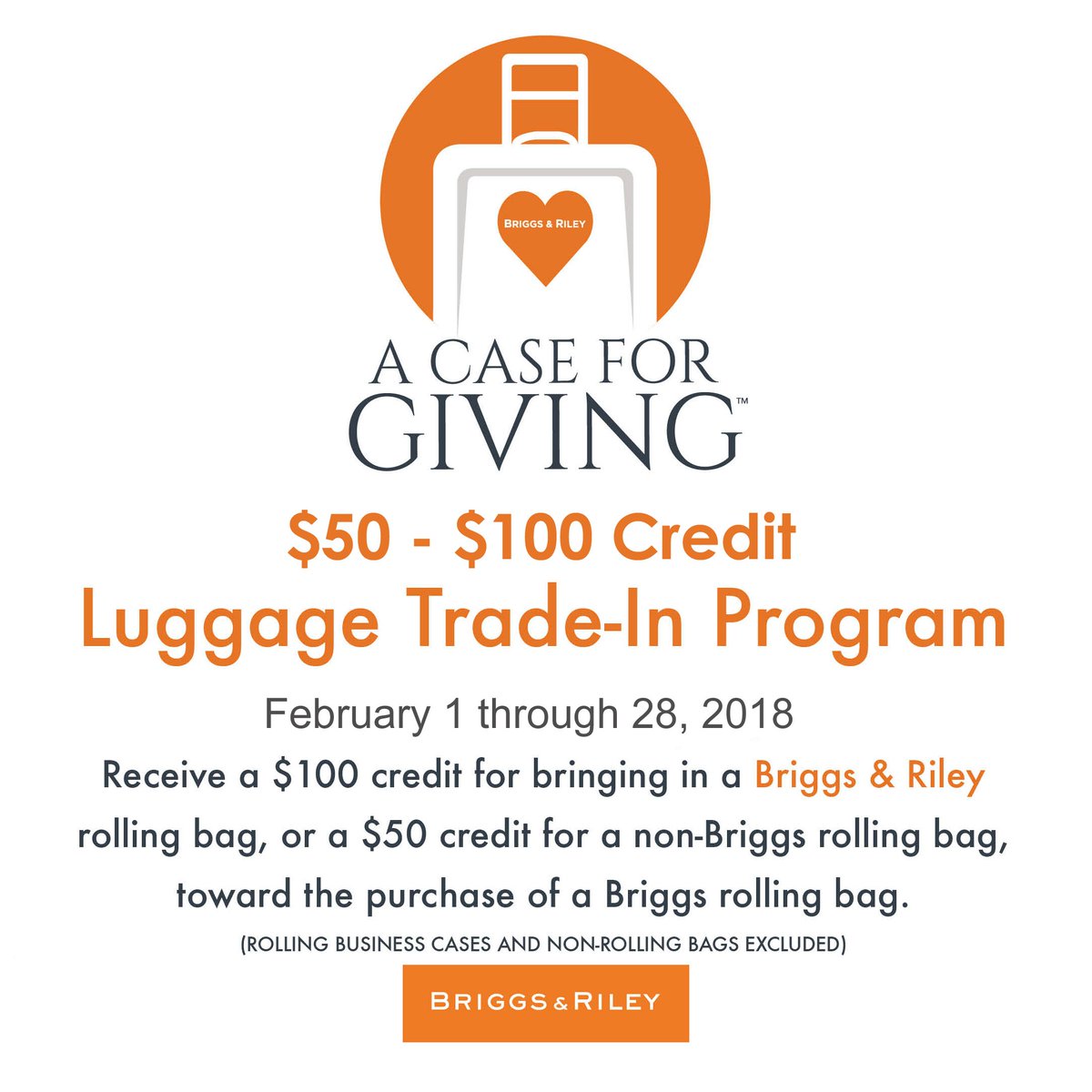 cbnbaggage's tweet photo. Receive a $100 credit for bringing in a Briggs &amp; Riley rolling bag! https://t.co/Xg3M2LSvnT https://t.co/n627cFPZFS