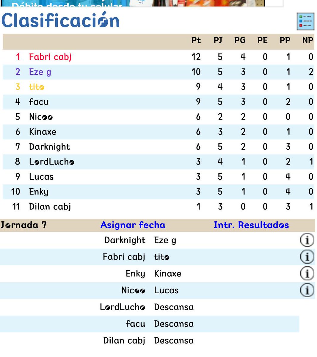 Hoy se juega una nueva fecha de la liga interna P.A😎 falta poco para saber quienes serán los 3 ganadores ! Mucha suerte a todos!