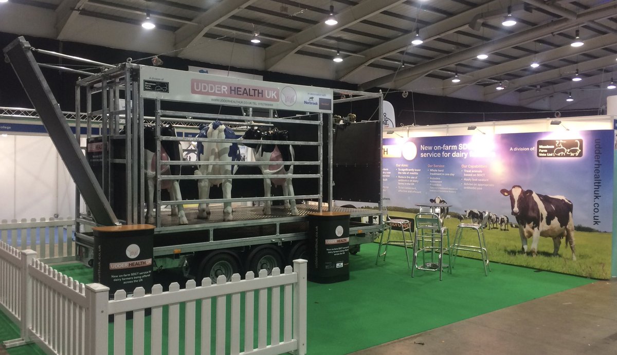 UdderUk's tweet photo. Our stand i57 is all set up and ready to go in Hall 1 at @Dairy_TechUK 
Please pop over and have a chat to us about how our unique #teatsealingtrailer can help dry off cows in a clean, low stress environment, minimising antibiotic usage, in conjunction with #noroseal #teamdairy https://t.co/bpJVFaUvOL