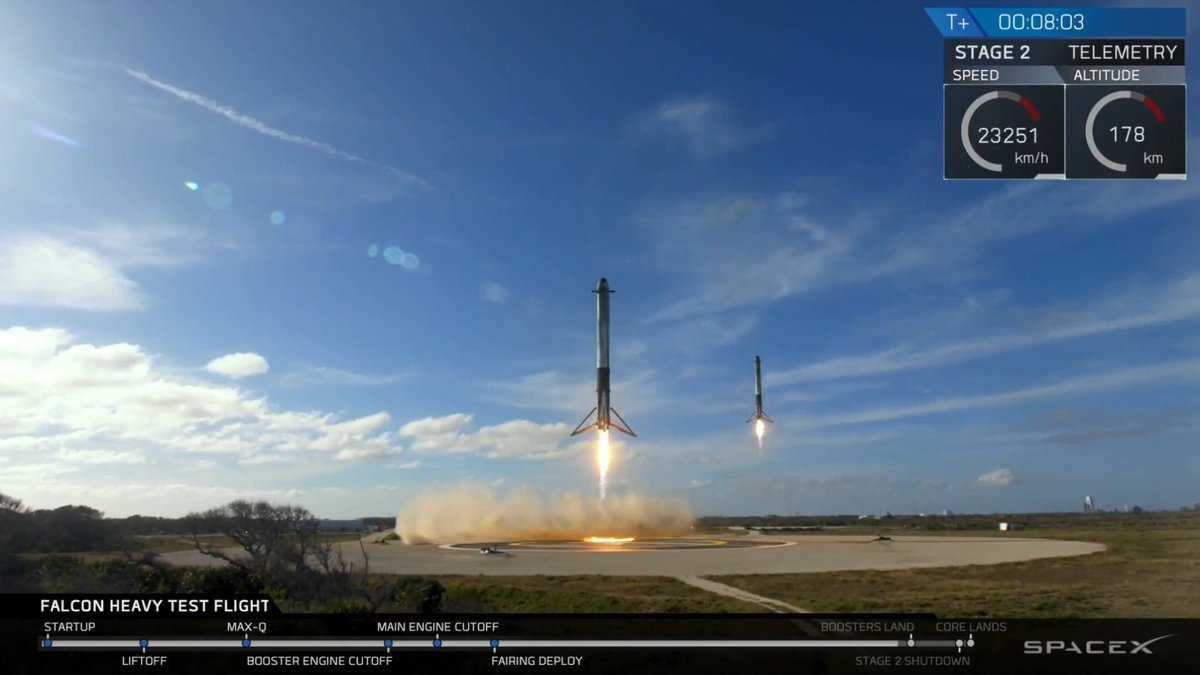 BrianCleckner's tweet photo. Tremendous respect for @elonmusk and the teams @SpaceX for making the #FalconHeavy test flight look so easy. https://t.co/cnyy6YmRBo