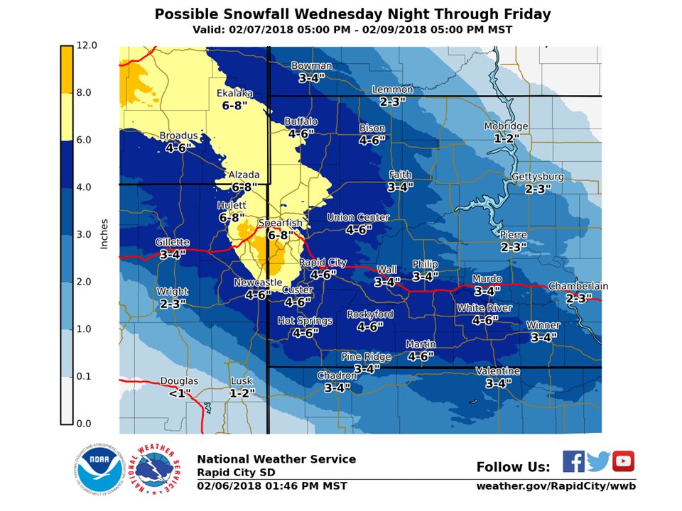 NWS Rapid City on Twitter "Accumulating snowfall will begin Wednesday