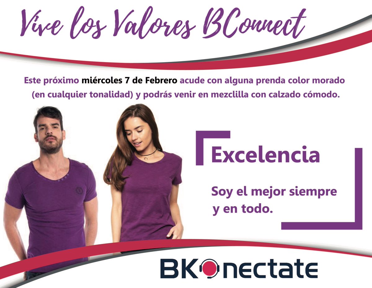 BKonectate's tweet photo. #Recuerda
Asiste el día de mañana con una prenda de color #Morado y vive con nosotros #LosValoresBconnect
#FamiliaBconnect #BKonectate https://t.co/gNbvGyBAC3