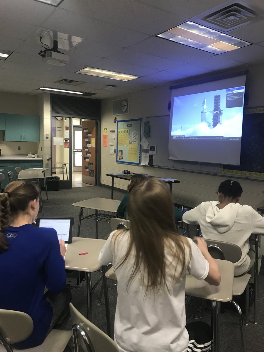 ammoldenhauer's tweet photo. Watched the @SpaceX launch today!  The kids all cheered at liftoff! Watching the side cores land simultaneously, one student said, “wow… They actually did it! “It was fascinating to see https://t.co/AlVo0o8szJ