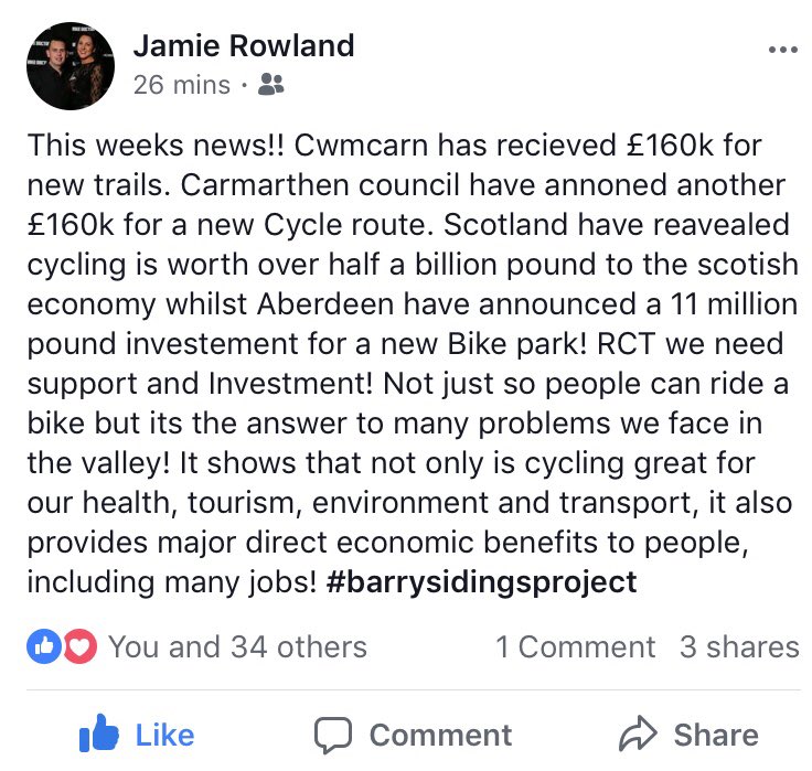 <a href="/RCTCouncil/">RCT Council</a> <a href="/LeanneWood/">Leanne Wood 💚💛</a> Jamie hits the nail right on the head! We have the natural surroundings to achieve some of the worlds best bike parks! We need investment, we need to bring people in to the valleys! Something needs to be done and we have the people who can make it happen!