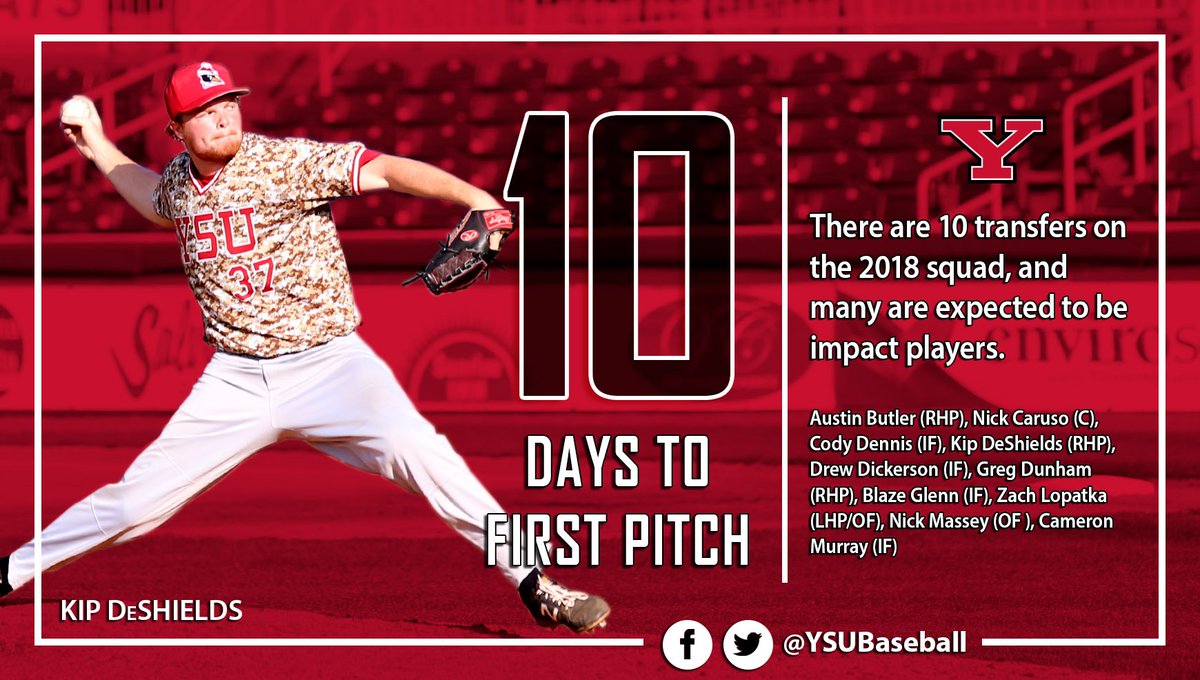 YSUBaseball's tweet photo. 10 DAYS until the start of the 2018 campaign! 

We have a number of transfers on this year's team who are expected to contribute right away and be impact players!

#GoGuins 🐧 #ChangeYourBest https://t.co/FPGQuLWD4z