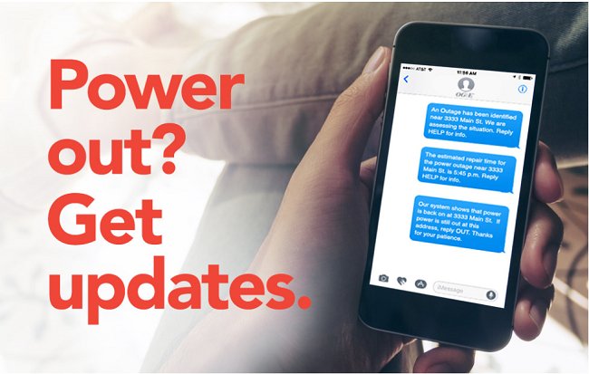 OGandE's tweet photo. Have you signed up for myOGEalerts yet? Sign into https://t.co/XHpxGJt2go then select myOGEalerts from your dashboard. Choose how you’d like to receive alerts and you’re all set! https://t.co/x3CYBuoQgt