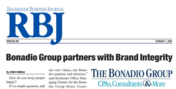 BrandIntegrity's tweet photo. We're excited to announce that we've teamed up with @BonadioGroup, one of the nations top CPA firms, to help their clients create even better places to work! https://t.co/WKrVesqR5U https://t.co/OZdBSZNQzt