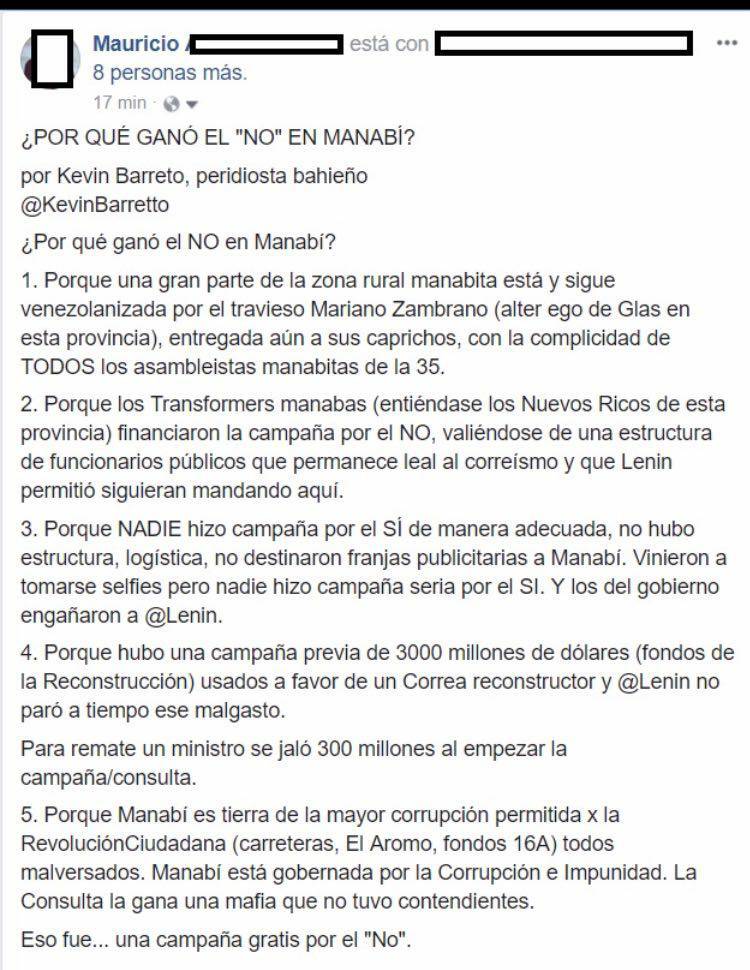 YPromesa's tweet photo. Estimado Presidente @Lenin mucha atención a este pronunciamiento del Pueblo de Manabí. Hay que investigar, porque este es el sentir de muchos Mana. bitas que APOYAMOS EL SI A LA CONSULTA POPULAR..... https://t.co/L4pKfNvDoc