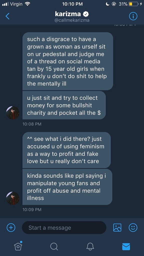 another shitty thread of messages coming from him being incredibly sexist and avoiding the question (( again ))