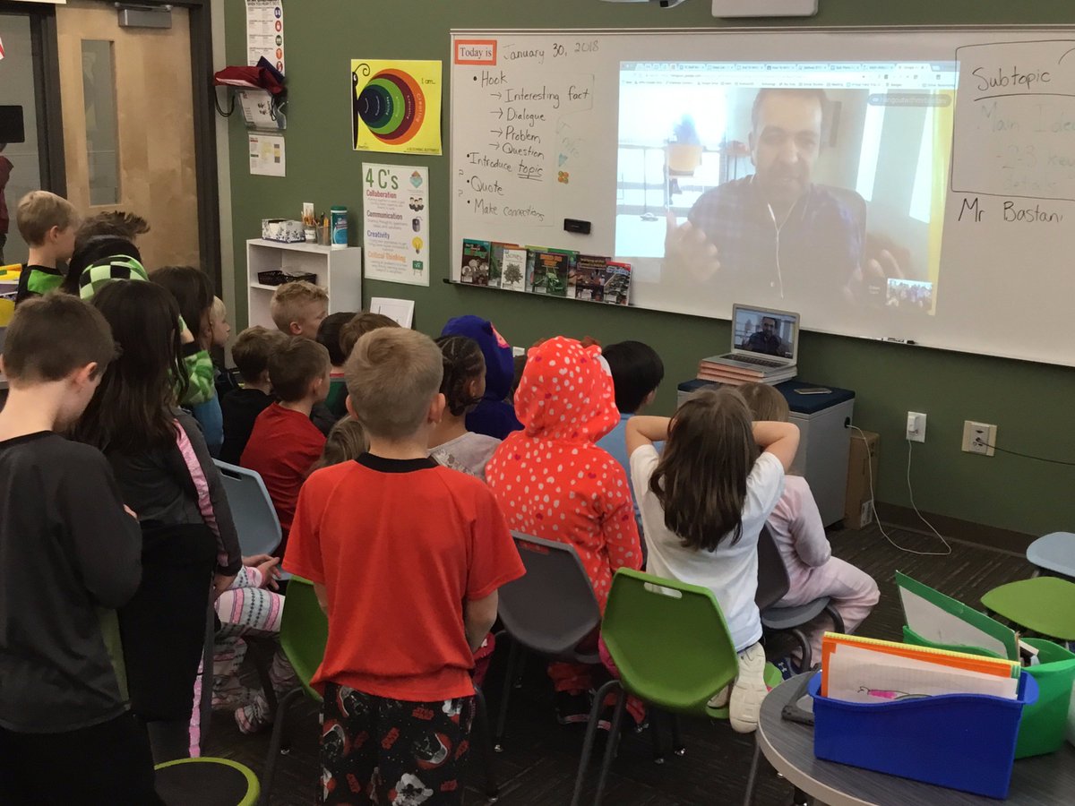 [While watching today's #FalconHeavy launch] <a href="/zubenb/">Zuben Bastani</a> you may be honored to hear that a student asked if <a href="/elonmusk/">Elon Musk</a> was an entrepreneur like you. Yes, kids, yes he is...and you could be, too! Thanks for the chat last week! #GoogleHangout #3Ccougars #jeffcoedtech <a href="/ThreeCreeksK8/">Three Creeks K-8</a>
