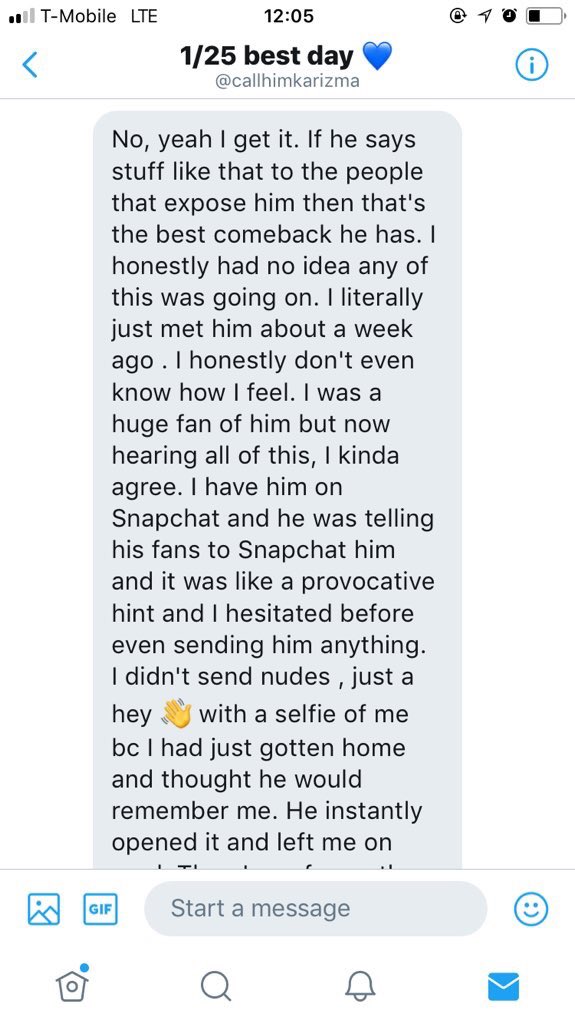 here’s some dms regarding someone’s experience with him on snapchat