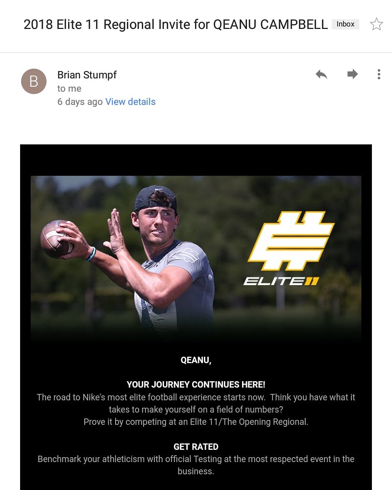 qeanu_1's tweet photo. Exited to have received an invitation to compete at the Nike Elite 11 regional https://t.co/0Yvnwlr4wL