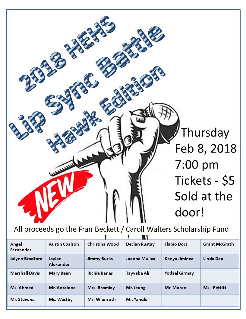 hehsStuCo's tweet photo. #LipSyncBattle Thursday 7:00 in the main gym #lesssgooo 👨🏼‍🎤🎤👩🏼‍🎤🏆 https://t.co/KfeLsxq7JD