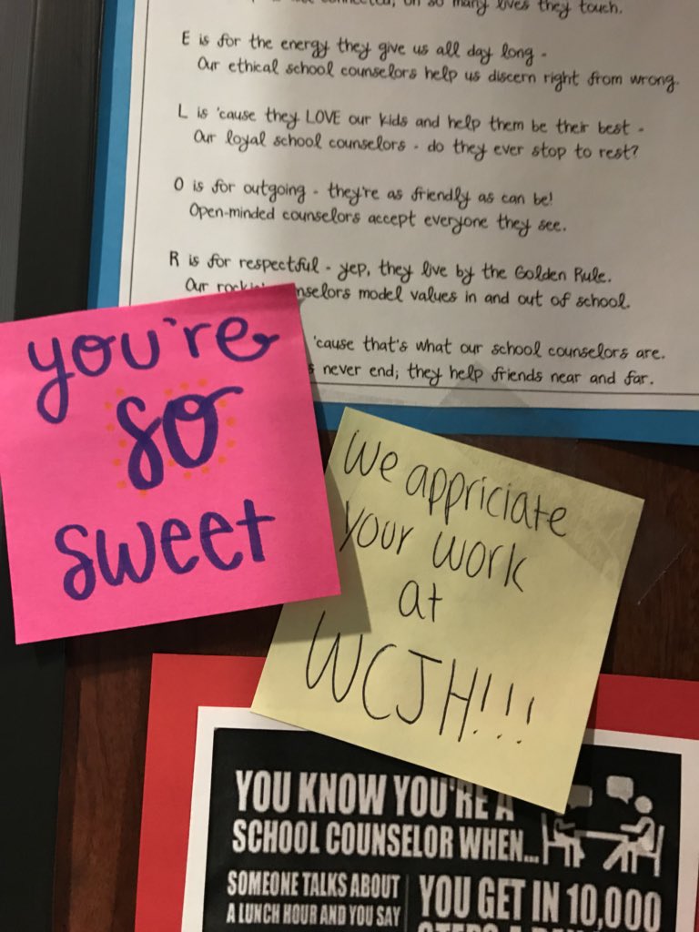 JodiD320's tweet photo. There’s nothing better than coming back to this door when you’ve spent 6 hours meeting with approx 150 kids entering course selections ...@WoodCreekJrHigh is the beat place to be! #NSCW18 #katyisdcounselors https://t.co/56OB53khHD