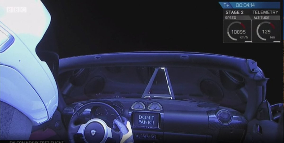 TeleDigg's tweet image. I don't care who you are.  Don't Panic. 
#FalconHeavy