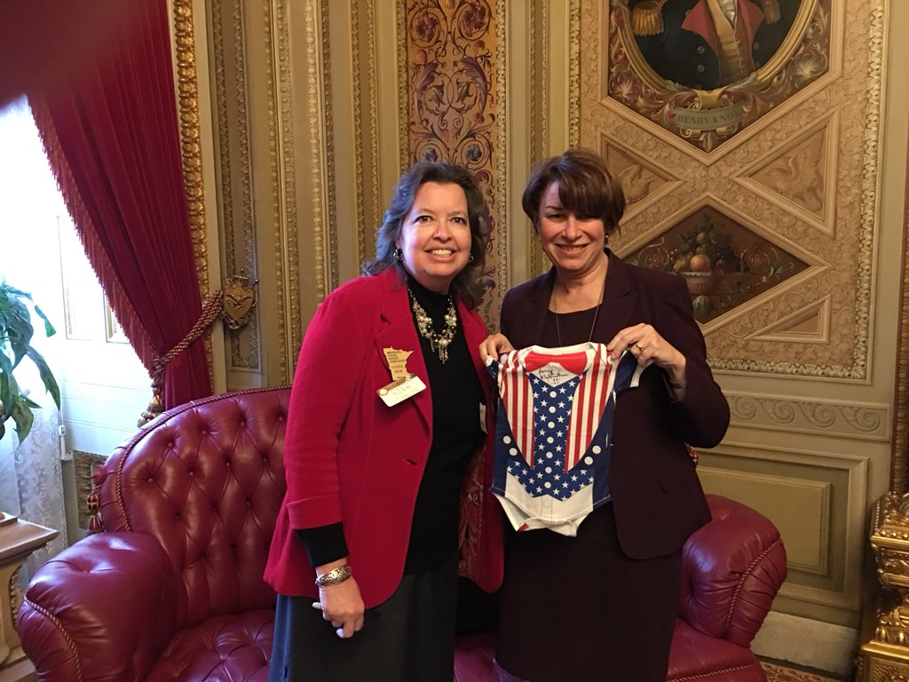 kagreen2's tweet photo. Baby Green gets a National greeting.  Thanks @amyklobuchar #NSBAAI18 #mnmsba https://t.co/ptlu7rhGxt