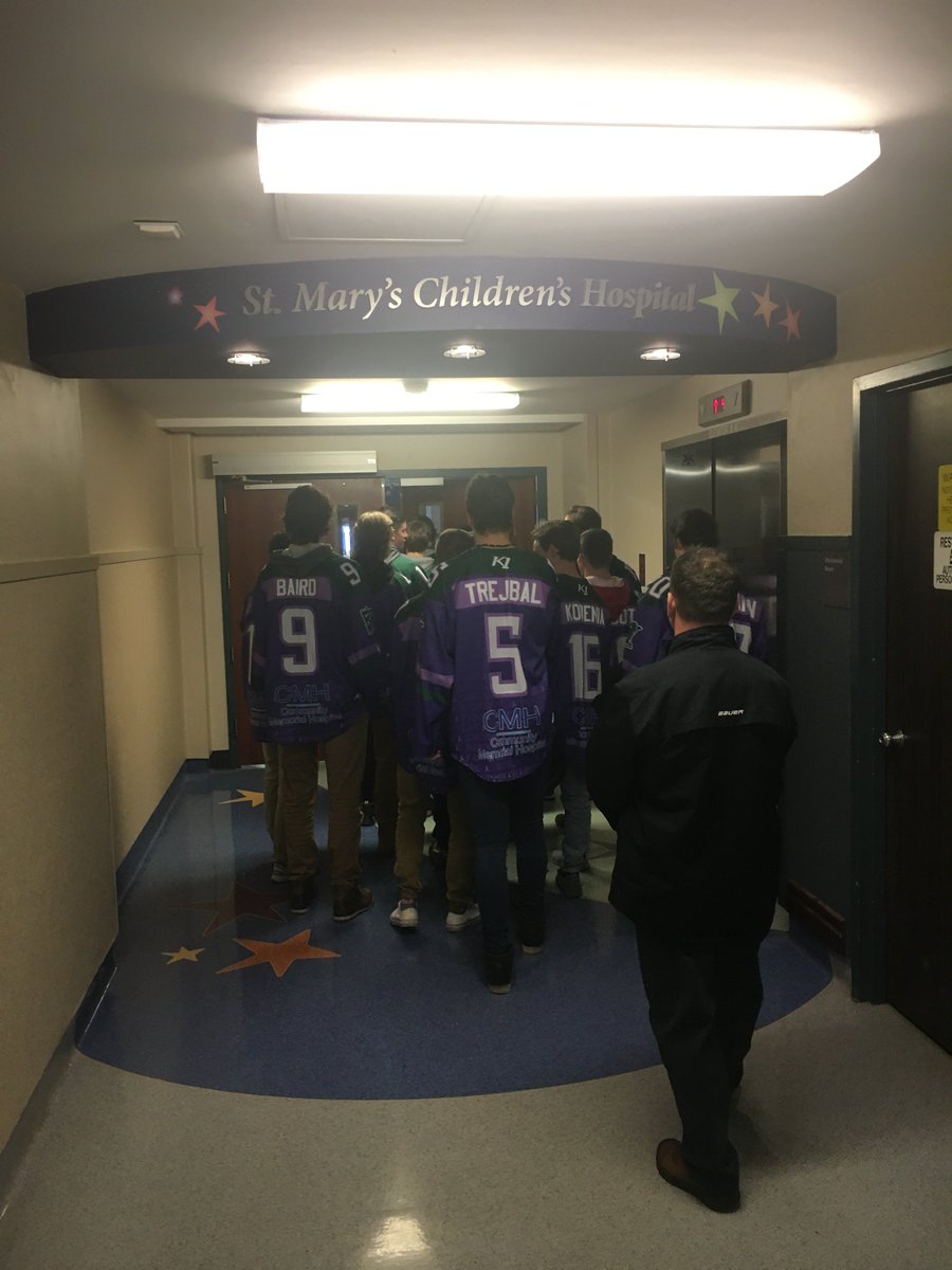 mnwilderness's tweet photo. Some of the Wilderness players visited St. Mary's Children's Hospital today wearing their Specialty Cancer Jerseys that will be auctioned off this weekend with all proceeds going toward the fight against cancer. Thank you to St. Mary's and their patients for having us visit. https://t.co/n3jkJ5FNs8