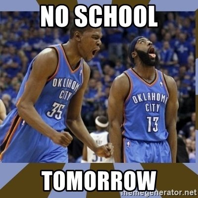 Just a reminder that there are no classes scheduled for Wednesday, February 7th, as staff is participating in training and development activities. Enjoy the day - and be careful out there!