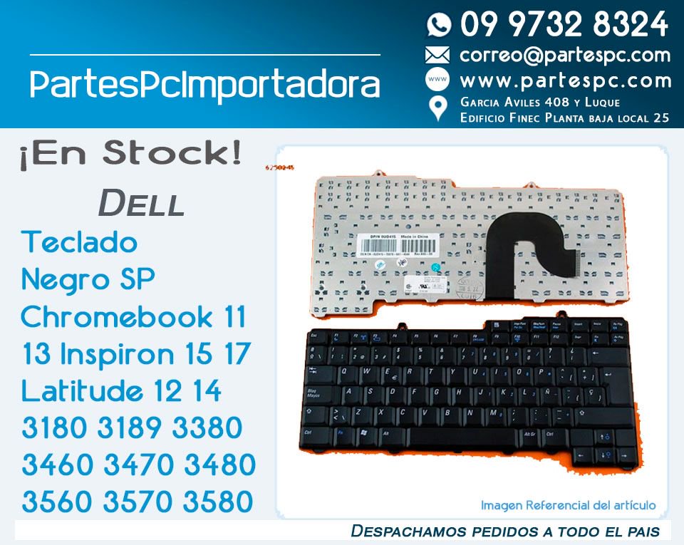 partespc's tweet image. Cotizaciones inmediatas por Whatsapp 
#Teclado #DELL Negro SP
Para Chromebook 11 13 Inspiron 15 17 Latitude 12 14 3180 3189 3380 3460 3470 3480 3560 3570 3580 Latitude 52 5480 5580 7280 7370 7480 E5 E7 OptiPlex 7440 AIO Precision 15 3520 5520
☎ bit.ly/PartesPC #PartesPC