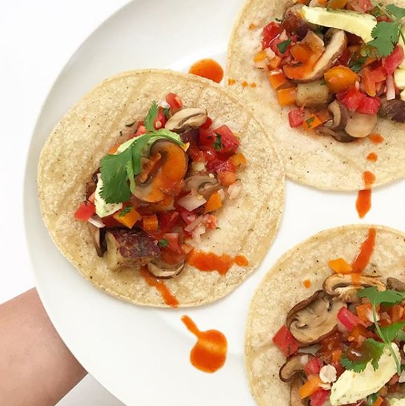 Mochi_Living's tweet photo. Celebrating #TacoTuesday with Japanese sweet potato and mushroom #vegantacos on @Masienda_Bodega tortillas. YUM! https://t.co/ynQqjyBa68