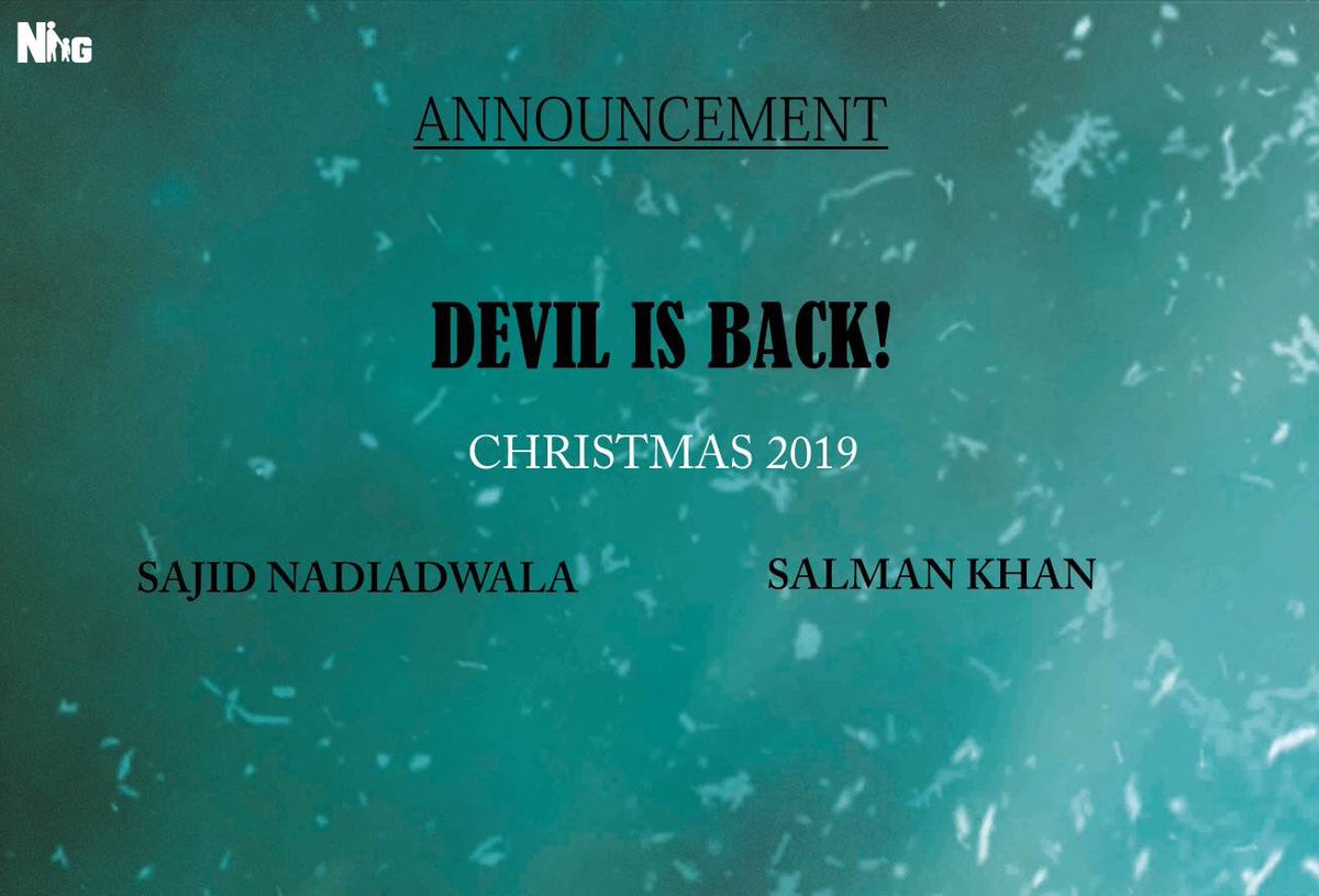 BSKFanClub's tweet photo. The wait is over! DEVIL is BACK!! 
#SajidNadiadwala’s #Kick2 starring #SalmanKhan releases Christmas 2019. https://t.co/SzrzZF1LtZ
