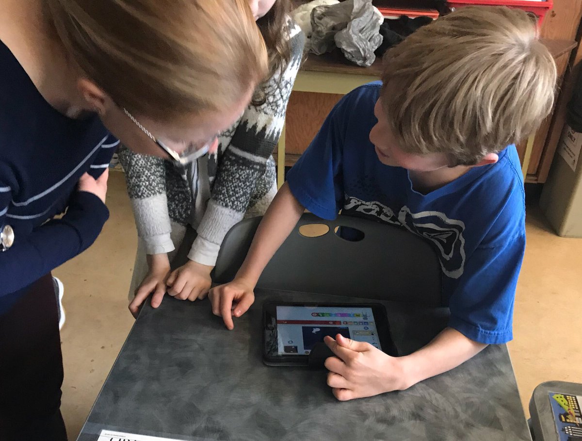 Mrs_Hooyberg's tweet photo. Trying out Scratch Jr with my sts. They enjoyed doing a gallery walk to view their peer’s creations. #sd68learn https://t.co/niuhRO4M88