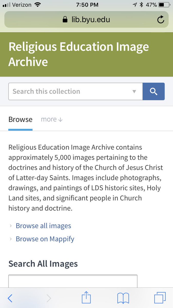 ReligiousEdTech's tweet image. Religious Education Image Archive 
contains approximately 5,000 images pertaining to the doctrines and history of the Church of Jesus Christ of Latter-day Saints. Images include photographs, drawings, and paintings. #LDS #LDSEdTech 
lib.byu.edu/collections/re…