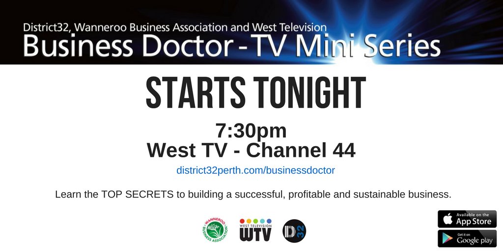 D32Australia's tweet image. Tune in tonight and watch owners of REAL PERTH BUSINESSES as they are interrogated and advised by our resident Business Doctor Experts.