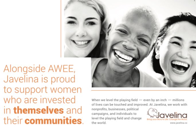 Thank you <a href="/JavelinaCo/">Javelina</a> for supporting the women of AWEE. You are Change-Makers in our community!