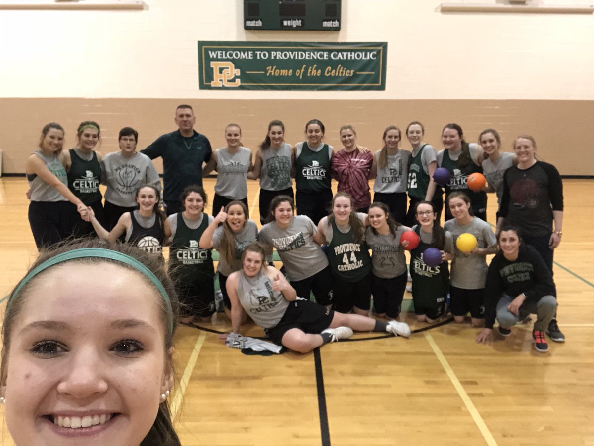STAY POSITIVE—-Alum, Claire Paciga, wishing the varsity and Coach Copenhaver all the best in the final weeks! So nice to hear from those who have been in a players shoes!  Followed by a freshmen challenge against the varsity in a game of good old fashion dodge ball!